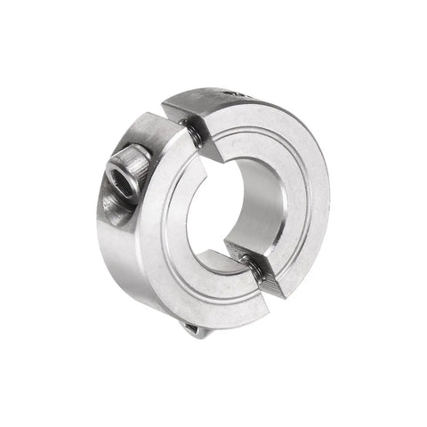 Two-Piece Clamp-On Shaft Collar For 5/8 Inch Shafts, Double Split Design, 1-5/16 Inch Outer Diameter, 7/16 Inch Width, 304 Stainless Steel Axle Collar With Set Screw, High Locking Force, Anti-Corrosion, Positioner Stop on shaft