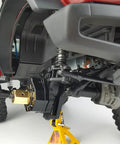 Level Up Your Rig With Heavy Duty Extended Wheel Hubs And Solid Steel Stub Axle Portal Drive Kit For Traxxas TRX4 Defender Bronco And K5 Bringing Extra Ground Clearance, featuring steel stub axle and suspension.