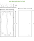 Dimensions diagram of 28 Inch Structured Media Enclosure With Hinged Locking Door 20 Gauge Steel Flush Or Surface Mount For Clean Wall Install.