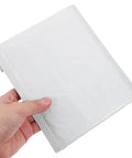 Close-up of a hand holding a white bubble mailer from the 100 Pack Bubble Envelope Mailers 15x18 Inches Plus 4cm Self Seal Waterproof Packaging Bags