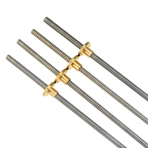 Stainless Steel Trapezoidal Lead Screw 6mm Diameter With 1mm Pitch And 4mm Lead, Threaded CNC Linear Motion Screw, Durable T6 Grade, Easy Install And Smooth Travel For DIY Machines, with brass nuts