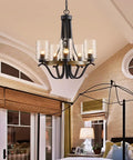 Three Light Modern Farmhouse Chandelier With White Fabric Shade For Dining Room Living Room Foyer Hallway Ceiling Light