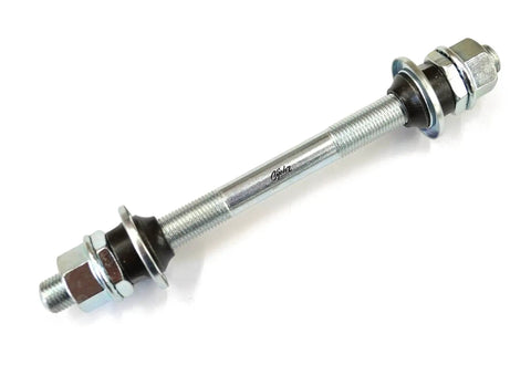 Beefed Up Front Hub Axle Kit Three Eighths Inch By One Hundred Forty Millimeter With Two Premium One Quarter Inch By Seven Ball Bearing Retainers