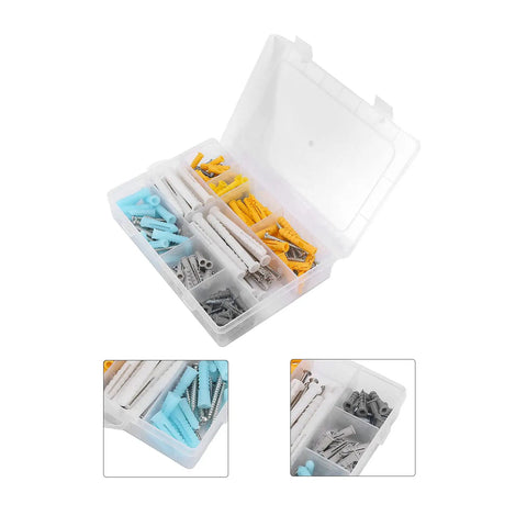 200 Piece Self Tapping Screw Kit With Anchors In Stainless Steel For Home Kitchen And Furniture Repairs, Includes 10 Sizes In 4 Colors