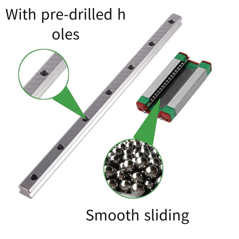 MGN9H 150mm Linear Rail Guide Kit with Carriage Block, Steel Beads, and Limit Blocks for DIY 3D Printer and CNC Machines