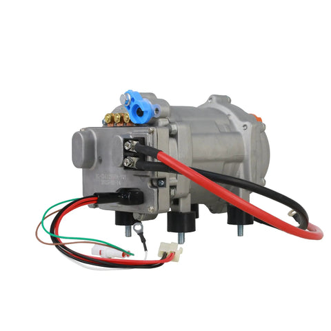 Premium 12V Dc Electric Air Conditioner Compressor For Rv Camper Truck And Tractor Parking Ac Units showing electrical connections and compact design.