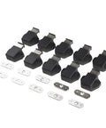 Set of heavy duty magnetic cabinet door catches for silent soft close kitchen and bathroom drawers, black latches included.