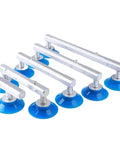 Heavy Duty Aluminum Alloy Glass Vacuum Gripper And Smartphone Screen Suction Cup Puller Tool For Quick Setup And No Sweat Installations With Top Shelf Grip multiple sizes showcasing blue suction bases.