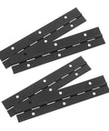 Heavy Duty 6 Inch Stainless Steel Piano Hinges Four Pack With Screws, continuous hinges displayed on white background.