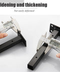 Measuring Hella Sturdy Black Industrial Floating Shelf Brackets Set Of Two Heavy Duty Wall Mount Supports in thickness.