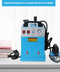 No Sweat Commercial Steam Iron With Four Liter Tank Pro Grade Industrial Steamer For Garment Shops And Hotels, blue iron boiler with gauge