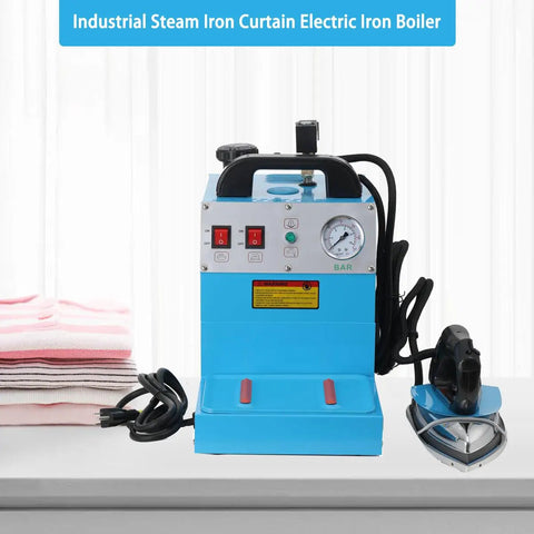 No Sweat Commercial Steam Iron With Four Liter Tank Pro Grade Industrial Steamer For Garment Shops And Hotels, blue iron boiler with gauge