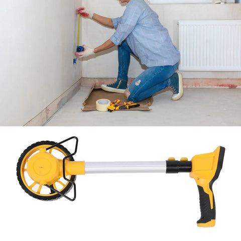 Eujgoov Digital Measuring Wheel Backlit 100000FT Maximum Range in use, showcasing measurement wheel and handle design.