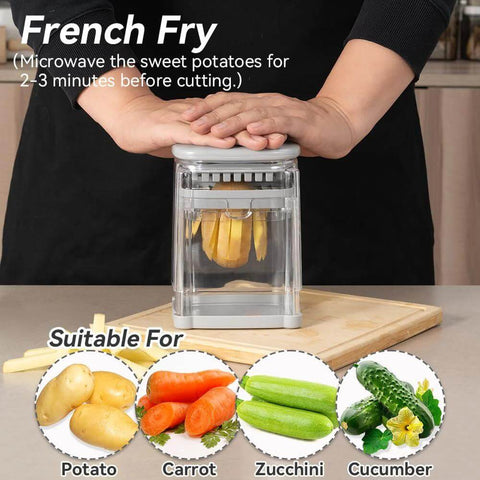 Badelite French Fry Cutter 3-in-1 potato/onion chopper with transparent hopper and stainless steel blades