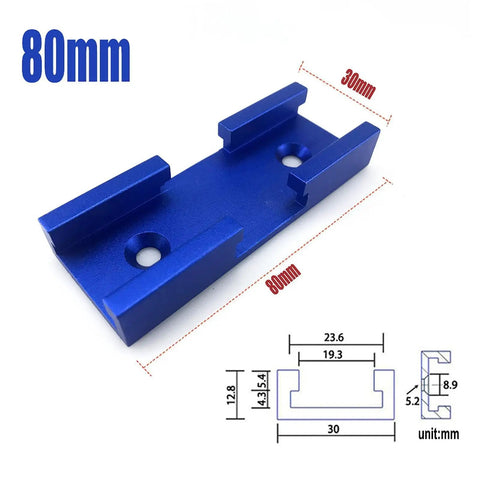 Four Piece T Slot Woodworking Tracks Set With Double Cut Profiles For Universal Cross Connectors, blue aluminum 80mm.