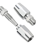 Two Pack 3/8 Inch Reusable Hydraulic Fittings For 3/8 Inch ID Hose Repair Kit Size Six Single Wire Hose Replacement Fittings For Double Wire Braided Hydraulic Hoses, highlighting shiny zinc-plated carbon steel material.