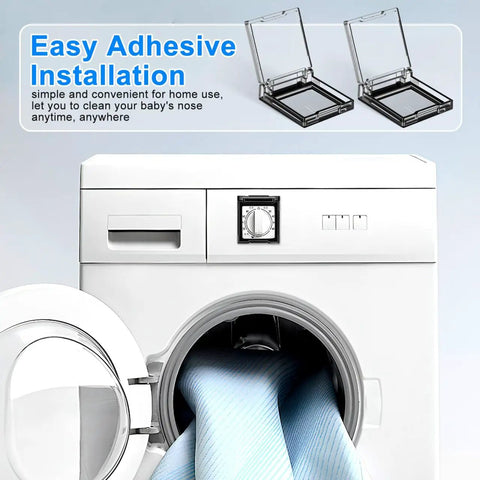 Washing machine with clear button cover shield for home appliances, self adhesive push button guard prevents accidental taps.
