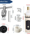 Front view: PLISPARK 1222 Moen cartridge kit with removal tool and adapter; right shows installed Posi-Temp cartridge.