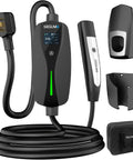 Tesla Level 2 Charger 24 Amp 240V NEMA 14-30 Plug With 25 Ft Extension Cable Adjustable Current shown with accessories