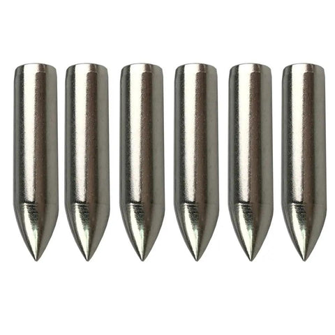 Glue On Field Points For Archery 12 Pack Stainless Steel Tips For 6mm Wooden Bamboo Arrows 7mm OD 6mm ID 1.181 Inch Long 54 Grain