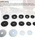 Pro Grade Sheet Metal Dimple Die Set With Backing Discs For Flared Holes, Carbon Steel, 5 sizes 1.115 to 2.375 in, front view