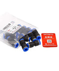Pack of 10 Three Eighths Inch Plastic Straight Union Tube Fitting Pneumatic Connector for air and vacuum lines, quick connect
