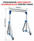Built Like A Tank Aluminum Alloy Gantry Crane Packing Three Ton 6600 Lbs Capacity with 4000mm beam width and adjustable height.
