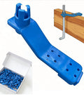 Anchor Bolt Holder Five Eighths Inch Handle Saver, Reusable Clamp For Precise Concrete Bolt Installation, shown in blue
