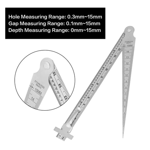 Pro Grade Stainless Steel Taper Welding Gauge For Gap And Depth Measurement, Dual Scale Ruler with 0.1mm to 15mm range