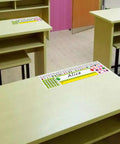 Self Adhesive Desk Nameplates Set For Primary Students Pack Of 36 14 By 4 Inches on classroom desks with alphabet and shapes