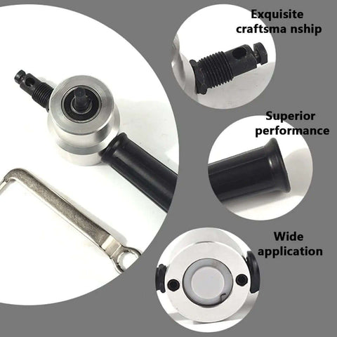 Double Head Nibbler Sheet Metal Cutter Tool with handle and components, stainless steel, for drills and saw attachments.