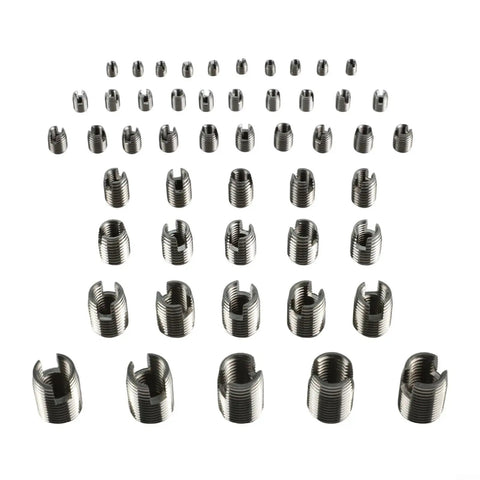 M3 Stainless Steel Self Tapping Thread Inserts Repair Kit 50 Pcs For Fixing Damaged Threads In Plastic Wood And Soft Metals No Drilling Needed Quick Restore Durable Universal Thread Repair Set.