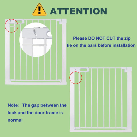Extra Wide Walk Through Baby Gate For Kids And Pets with zip tie installation guide, durable safety gate for stairs and doorways