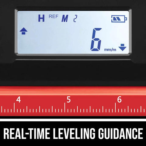 Backlit LCD of 12 Inch Digital Level With Backlit LCD, High Accuracy Blue Vials For Vertical And Horizontal Readings, Auto Orientation Readout