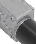 Close-up of Real Deal DC12V Self Locking Gear Motor featuring high torque metal gears and single shaft, designed for robotics.