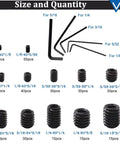 Internal Hex Flat Head Socket Set Screw Kit 400 Pieces 12 Size 12.9 Alloy Steel Black Grub Screws With 5 Hex Wrenches