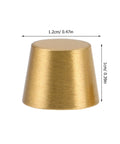 Close-up of Brass Furniture Stabilizer Legs Four Pack For Mini Cabinets And Desks 10mm Decorative Riser Feet with dimensions