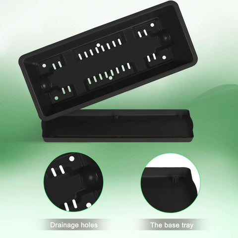 Six Pack Railing Planter Boxes With Adjustable Brackets Black 17 Inch Deck Rail Planters drainage holes and base tray