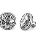Flower Shaped Cabinet Knobs 8 Pack In Brushed Satin Nickel For Drawers Dressers And Closets elegant flower design front and side view