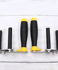 Heavy Duty Gypsum Tile Lifter And Board Carrier With Non Slip Rubber Design For Effortless Drywall Installation And Glass Handling In Any Random Color, featuring black and yellow rubber grips.