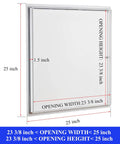 Heavy Duty Steel Access Panel With Locking Key For 24 Inch Drywall Cutout Ceiling And Attic Hatch Two Pack showing size dimensions.
