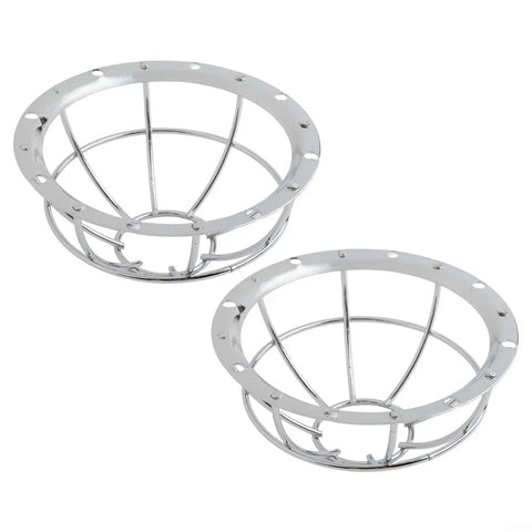 Rock Solid Iron Smoke Detector Guard With Slick Silver Mesh Anti Tamper Fire Safety Shield And Sprinkler Protection Cage Easy Install Ceiling 2 Pack Set, two silver iron cages.