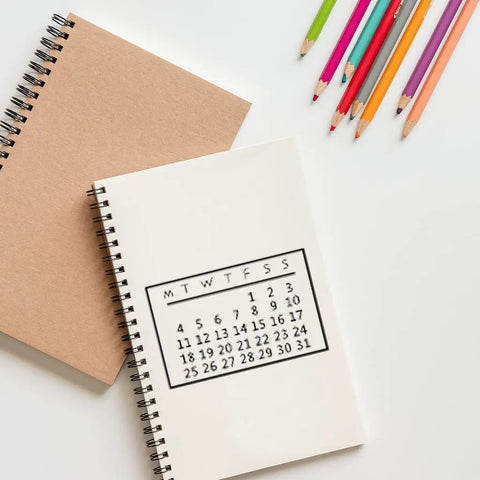 Top Shelf Date And Week Number Clear Stamps Silicone Rubber Cling Set For Scrapbooking Journaling on spiral notebooks.
