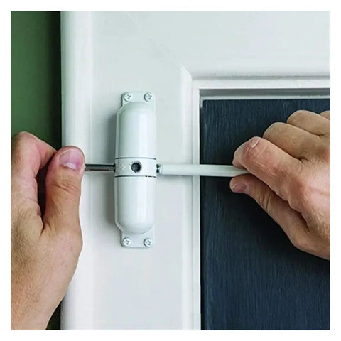 Beefy White Zinc Alloy Adjustable Spring Door Closer installation on surface-mounted door for 20 to 70KG doors