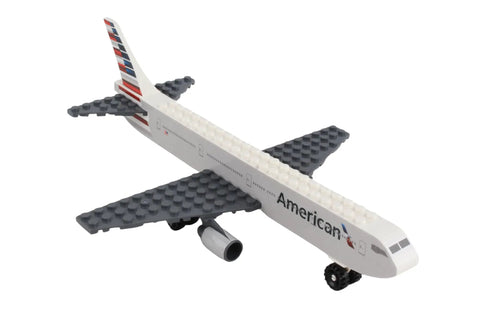 Licensed Airline Construction Block Kit with 55 Pieces and Pilot Figure featuring assembled airliner model