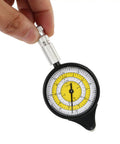 Map Measurer Metal Wheel Outdoor Navigation Tool for Camping Hiking Cycling held in hand with metallic details and yellow scale.