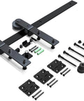 Beefy Heavy Duty 3.5 Foot Bi Folding Barn Door Hardware Kit For Two Doors, Carbon Steel Sliding Track System In Frosted Black
