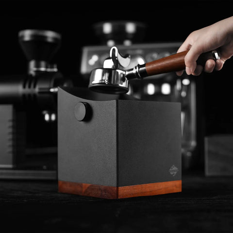2.5L Large Espresso Knock Box With Shock Absorbent Silicone Knock Bar Metal And Walnut Wood Coffee Grounds Container Non Slip Base