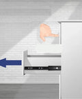 Push To Open Rebound 3 Fold Ball Bearing Drawer Slide Black Detachable Full Extension For Furniture And Cabinets, 14 Inch
