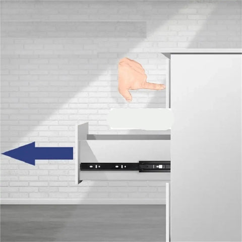 Push To Open Rebound 3 Fold Ball Bearing Drawer Slide Black Detachable Full Extension For Furniture And Cabinets, 14 Inch